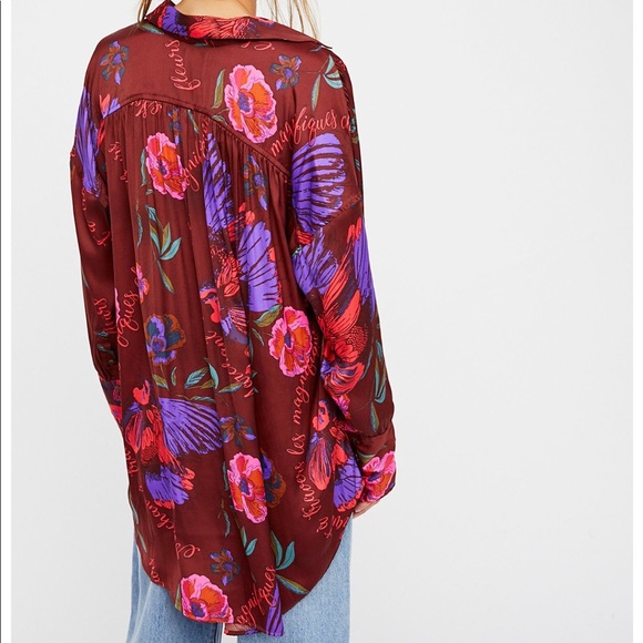 🌺FREE PEOPLE🌺 SILKY NIGHTS BLOUSE 🌺 - Picture 3 of 6